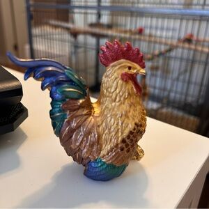 Vintage Rucinni Rooster Trinket Box Jeweled With Swarovski Crystals in box